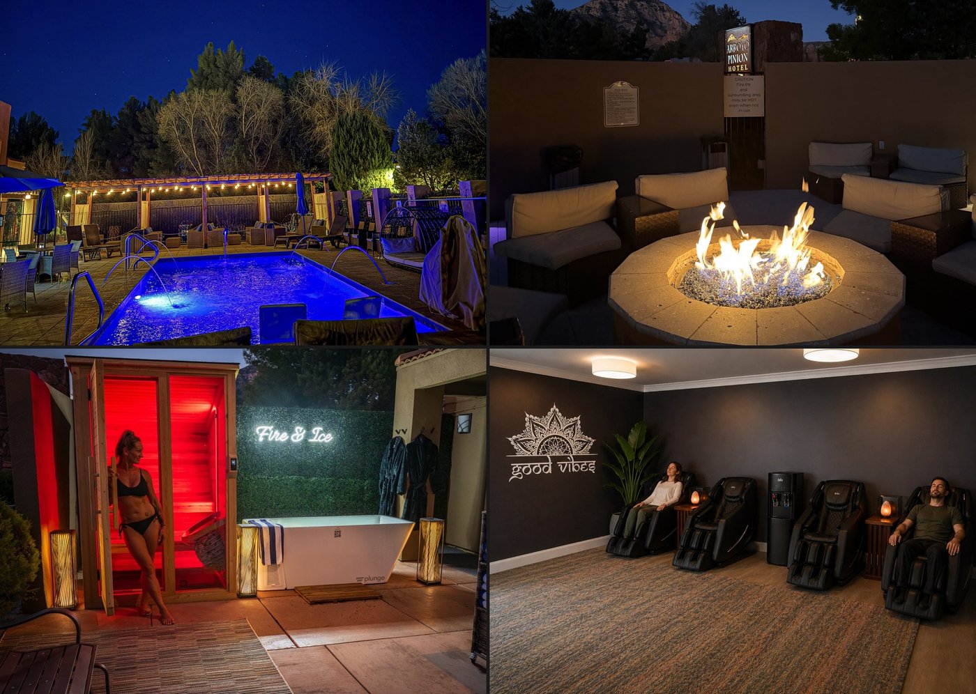 Arroyo Pinion wellness amenities collage